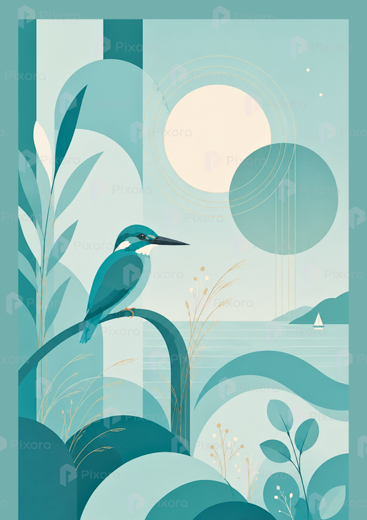 Pixora Boho Bird Nature Wall Art Set of 6 Framed Posters | A3 & A4 Size Black Frames