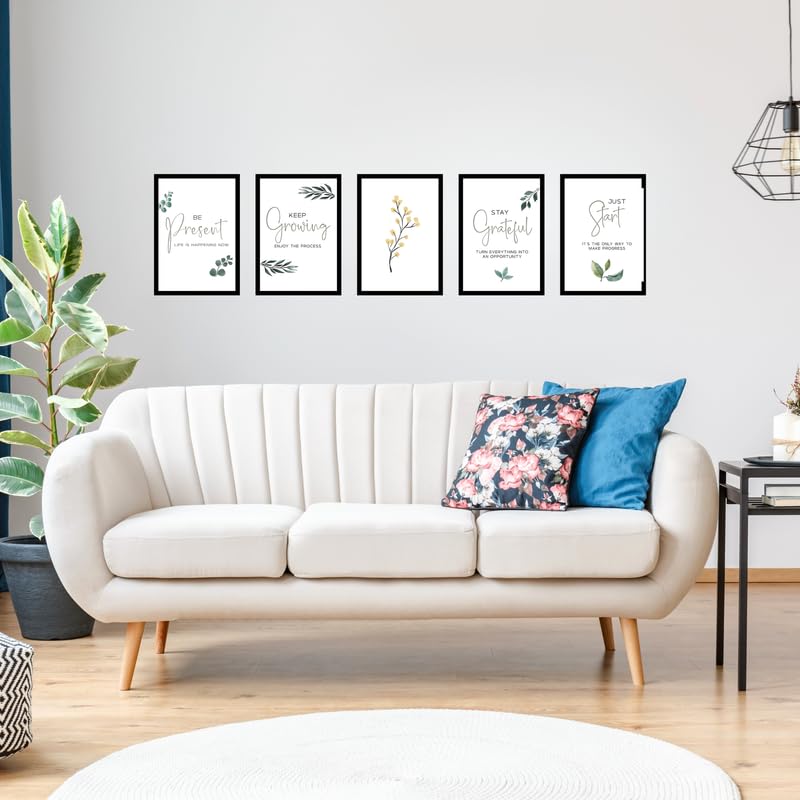 Pixora Elegant Keep Growing Black Photo Frame 8x12 Inch Set of 5 Perfect for Home Wall Dcor, Office, Gallery, Living Room, Bedroom, and Gifting Purpose Durable Frame with Clear Fiberglass Finish