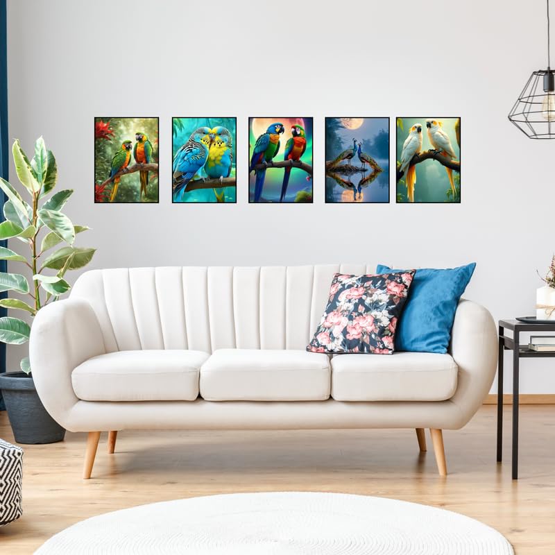 Pixora Elegant Parrot Black Photo Frame 8x12 Inch Set of 5 Perfect for Home Wall Dcor, Office, Gallery, Living Room, Bedroom, and Gifting Purpose Durable Frame with Clear Fiberglass Finish
