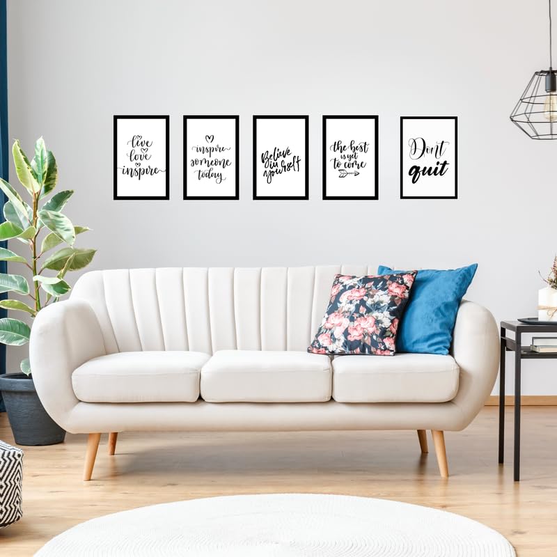 Pixora Elegant Love Black Photo Frame 8x12 Inch Set of 5 Perfect for Home Wall Dcor, Office, Gallery, Living Room, Bedroom, and Gifting Purpose Durable Frame with Clear Fiberglass Finish