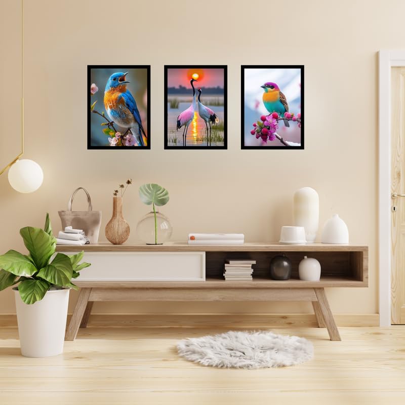 Pixora A4 Black Wooden Photo Frame Pack | 8x12 Set of 3 Wall Mount Frames for Family Photos