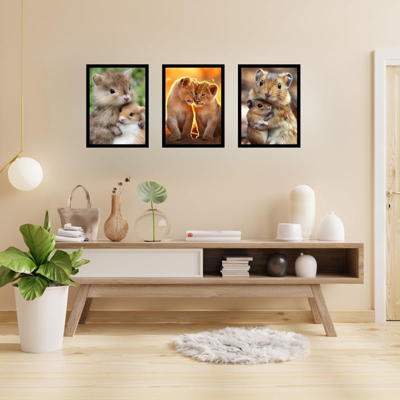 Pixora Black Wooden A4 8x12 Frames Pack of 3 | Perfect for Home & Office Wall Decoration