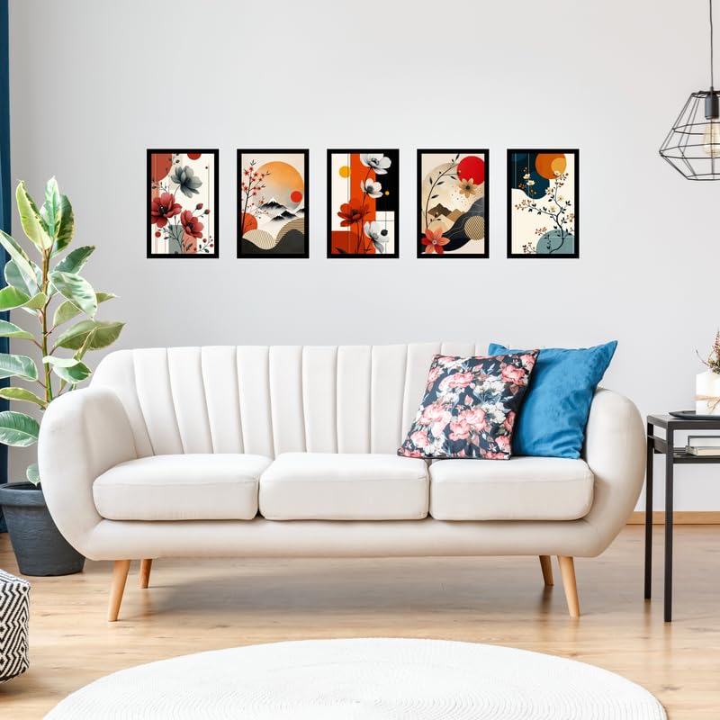 Pixora Elegant Unique Black Photo Frame 8x12 Inch Set of 5 Perfect for Home Wall Dcor, Office, Gallery, Living Room, Bedroom, and Gifting Purpose Durable Frame with Clear Fiberglass Finish