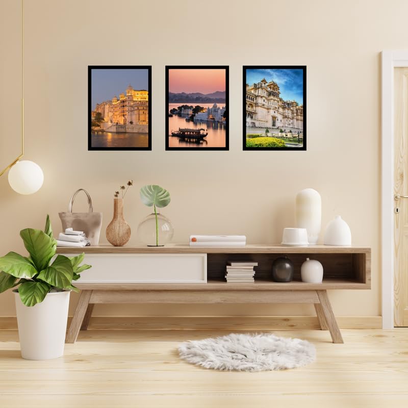 Pixora Stylish Black Wooden Photo Frame A4 Pack of 3 | 8x12 Wall Mount Frames for Memories