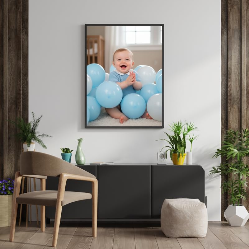 Pixora Cute Kids Portrait Frame A4 | Premium Black Wooden Wall Mount