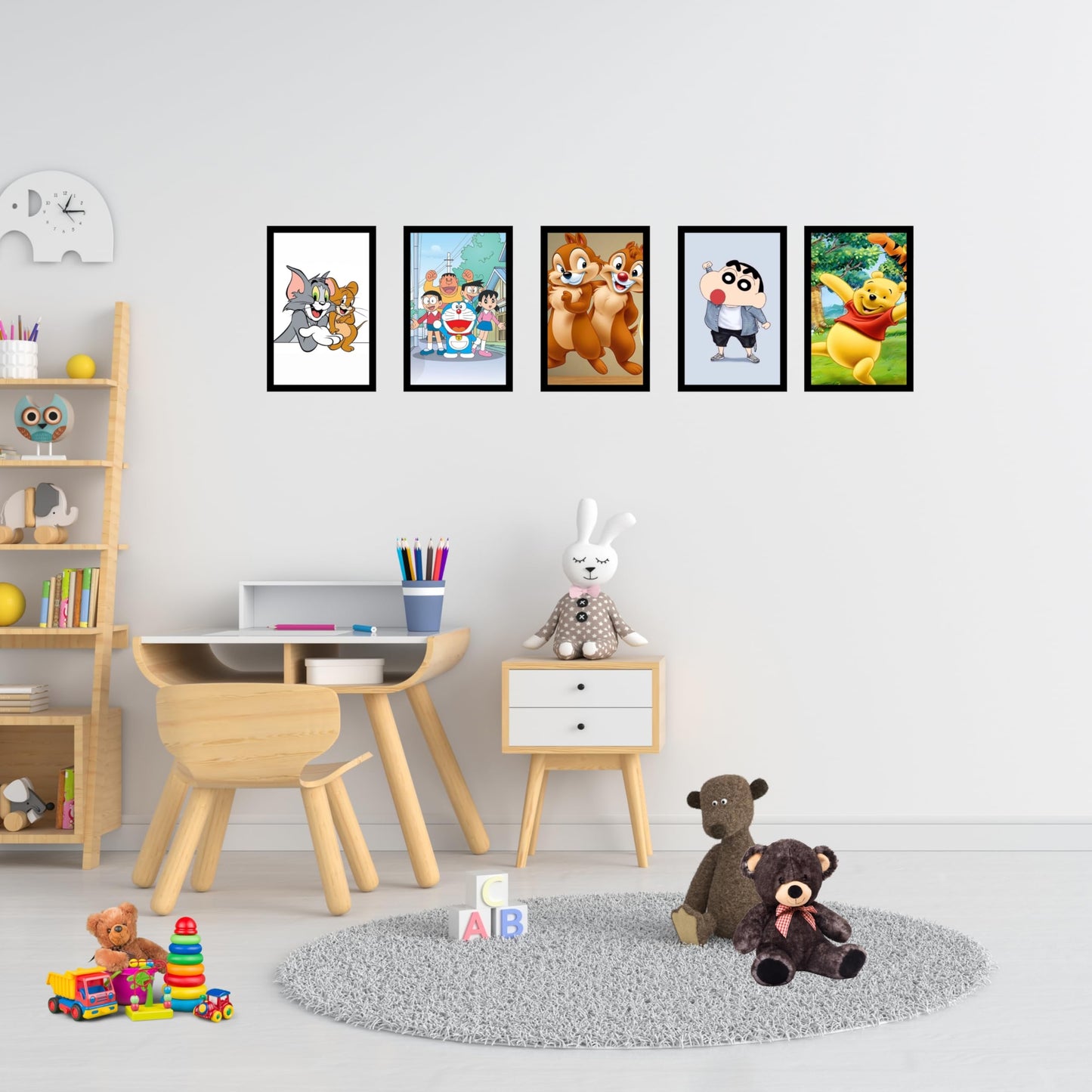 Pixora A4 Size Photo Frame – Set of 5 | 8x12 Inch Black Picture Frames for Wall Décor | Home & Office Gallery Wall (Cartoon, Black, 8x12)