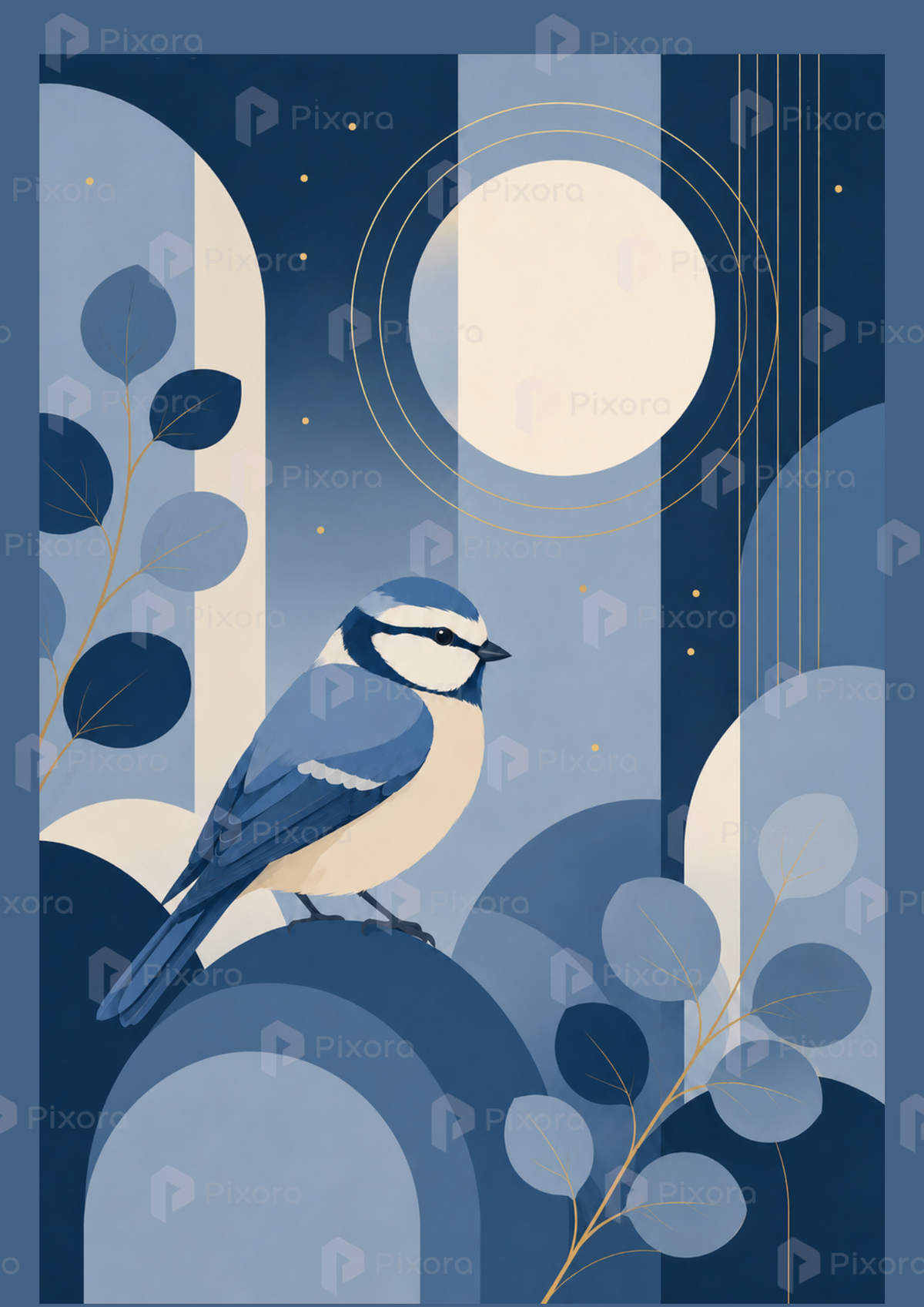 Pixora Boho Bird Nature Wall Art Set of 6 Framed Posters | A3 & A4 Size Black Frames