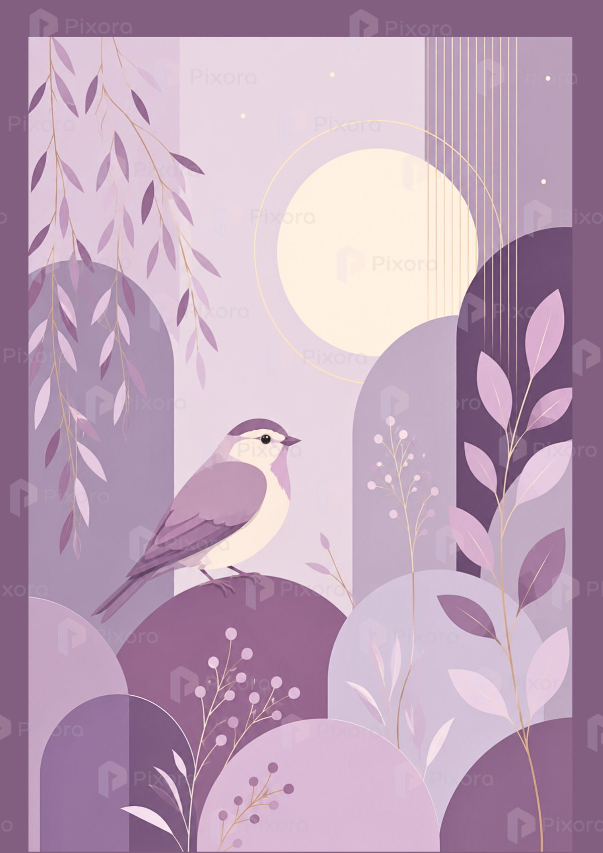 Pixora Boho Bird Nature Wall Art Set of 6 Framed Posters | A3 & A4 Size Black Frames