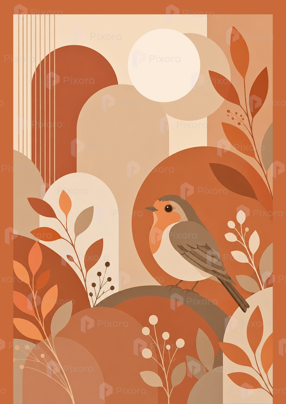 Pixora Boho Bird Nature Wall Art Set of 6 Framed Posters | A3 & A4 Size Black Frames