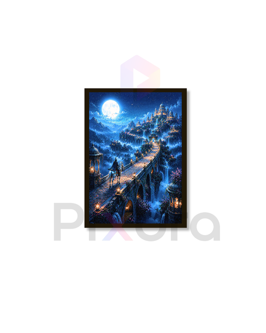 Pixora Royal Horseman Moonlit Palace Fantasy Art Photo Frame