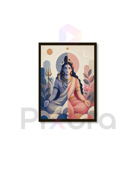 Pixora Ardhanarishvara Shiv Parvati Divine Union Photo Frame
