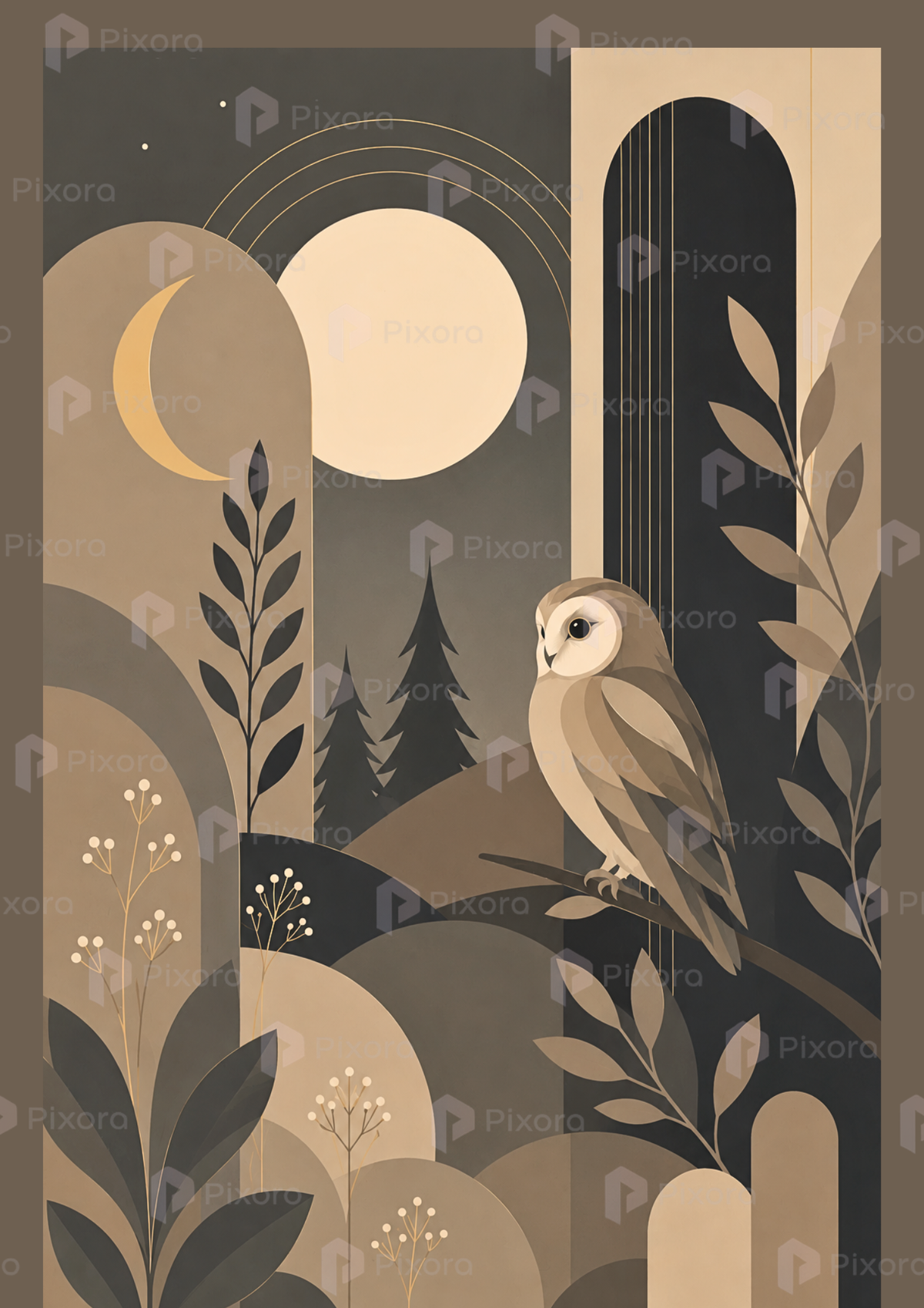 Pixora Boho Bird Nature Wall Art Set of 6 Framed Posters | A3 & A4 Size Black Frames