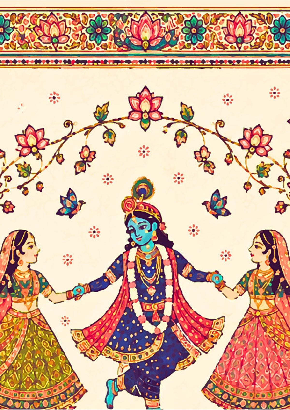 Pixora Radha Krishna Raas Leela Pichwai Art Photo Frame Set of 6