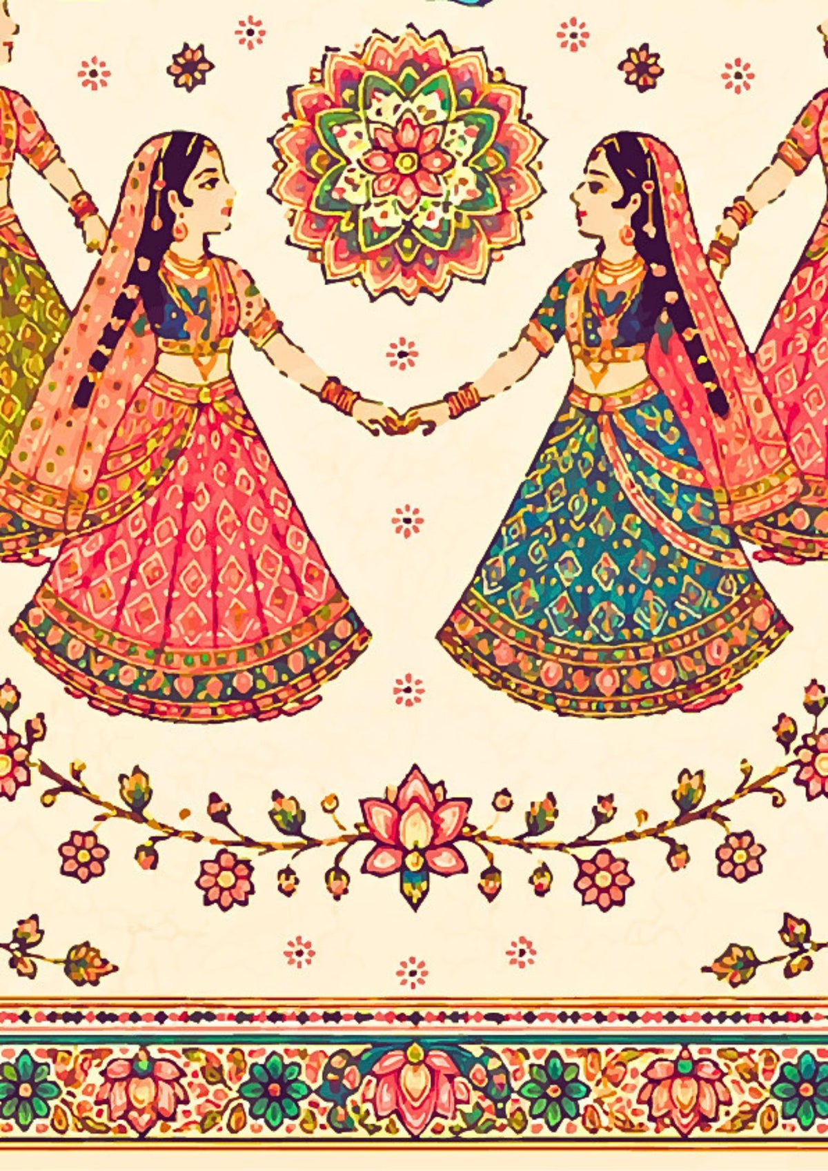 Pixora Radha Krishna Raas Leela Pichwai Art Photo Frame Set of 6