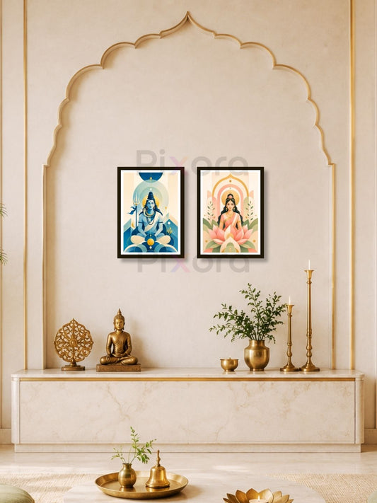 Pixora Shiv Parvati Divine Couple Photo Frame - Set of 2