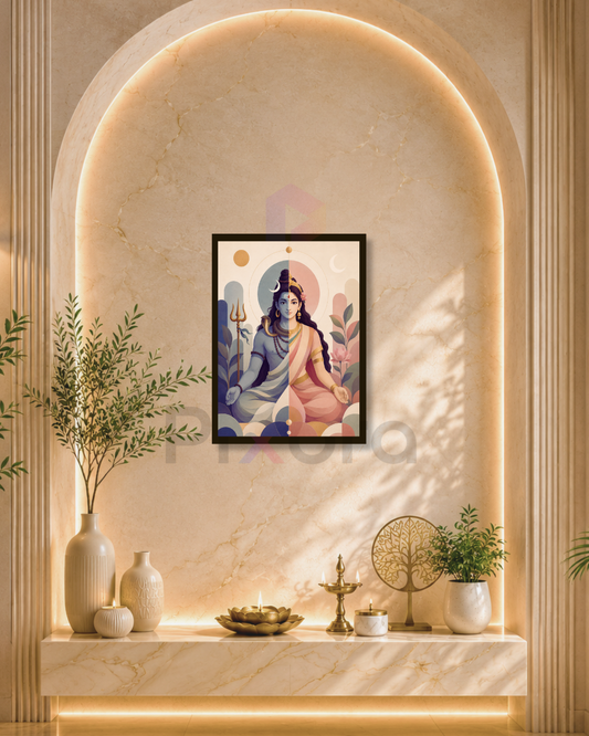 Pixora Ardhanarishvara Shiv Parvati Divine Union Photo Frame