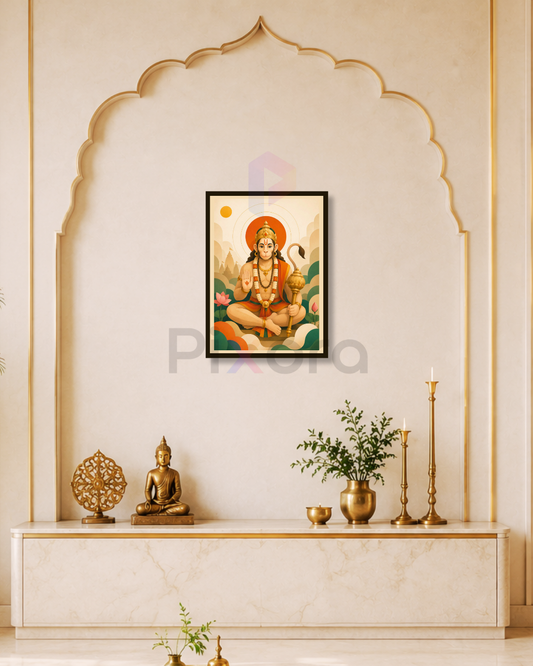 Pixora Hanuman Ji Blessing Photo Frame | Devotional Wall Decor | A4 & A3 Size