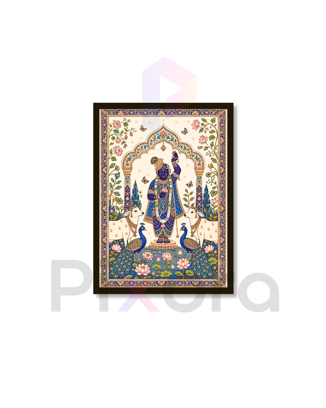 Pixora Shrinathji Pichwai Photo Frame - Nathdwara Art Print for Pooja Room & Home Decor
