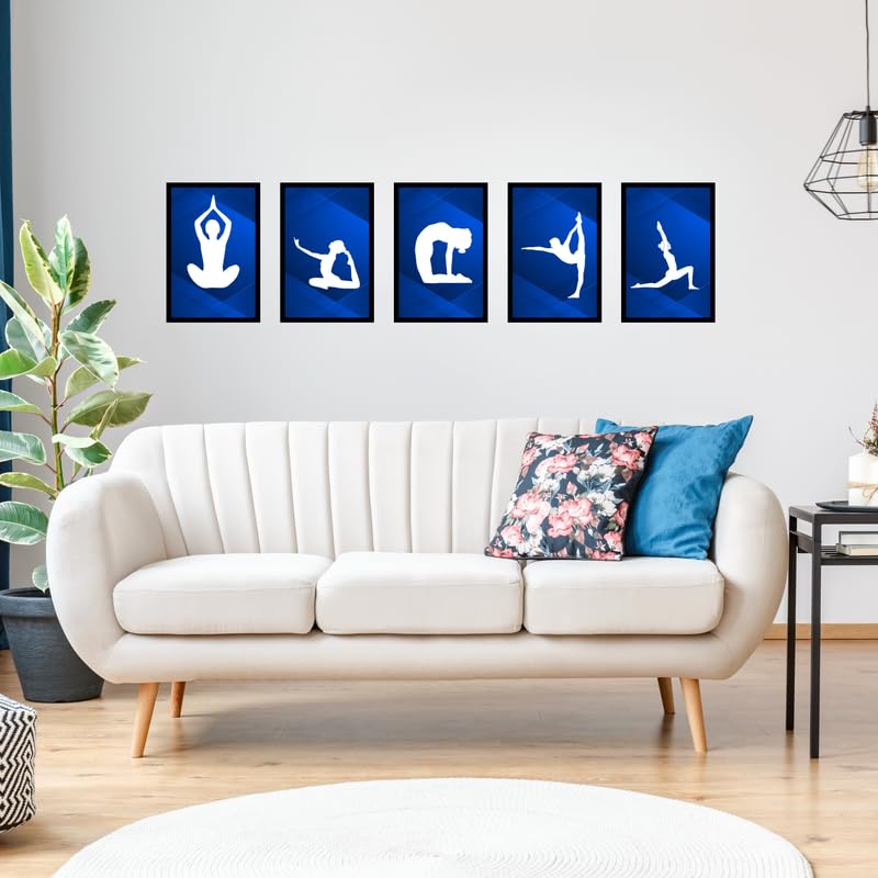 Elegant Yoga Pose Black Photo Frame 8x12 Inch Set of 5 Perfect for Home Wall Dcor, Office, Gallery, Living Room, Bedroom, and Gifting Purpose Durable Frame with Clear Fiberglass Finish