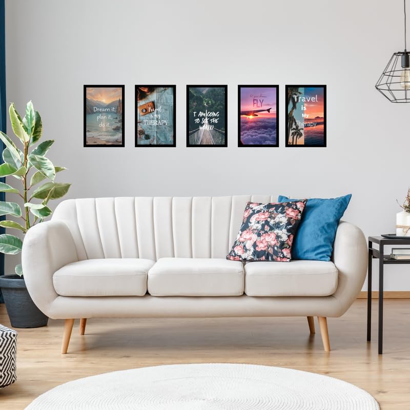 Pixora Elegant Dreams Black Photo Frame 8x12 Inch Set of 5 Perfect for Home Wall Dcor, Office, Gallery, Living Room, Bedroom, and Gifting Purpose Durable Frame with Clear Fiberglass Finish