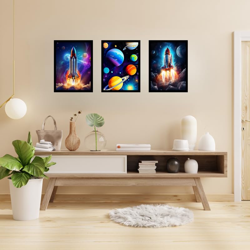 Pixora Premium A4 8x12 Black Photo Frame Set of 3 | Wooden Wall Hanging Frames for Home and Office Décor