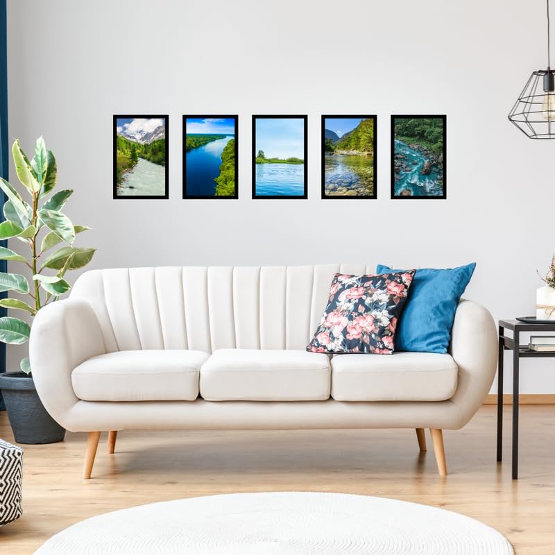 Pixora Elegant Black Photo Frame 8x12 Inch Set of 5 Perfect for Home Wall Dcor, Office, Gallery, Living Room, Bedroom, and Gifting Purpose Durable Frame with Clear Fiberglass Finish