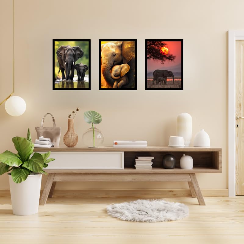 Modern Black Wooden A4 Photo Frames Pack of 3 | Elegant 8x12 Wall Mount Picture Frames