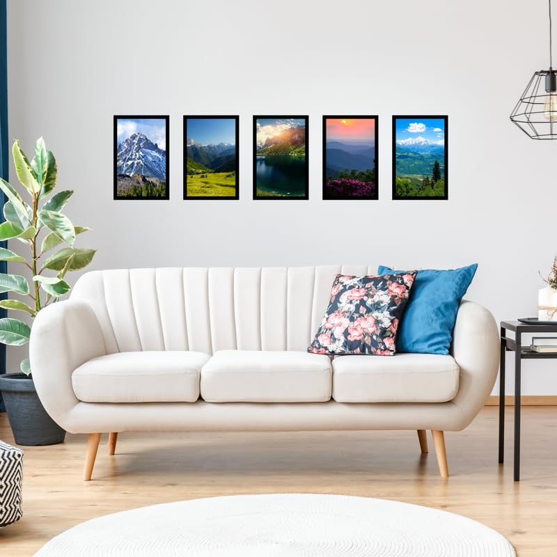 Pixora Elegant SKY Nature Black Photo Frame 8x12 Inch Set of 5 Perfect for Home Wall Dcor, Office, Gallery, Living Room, Bedroom, and Gifting Purpose Durable Frame with Clear Fiberglass Finish
