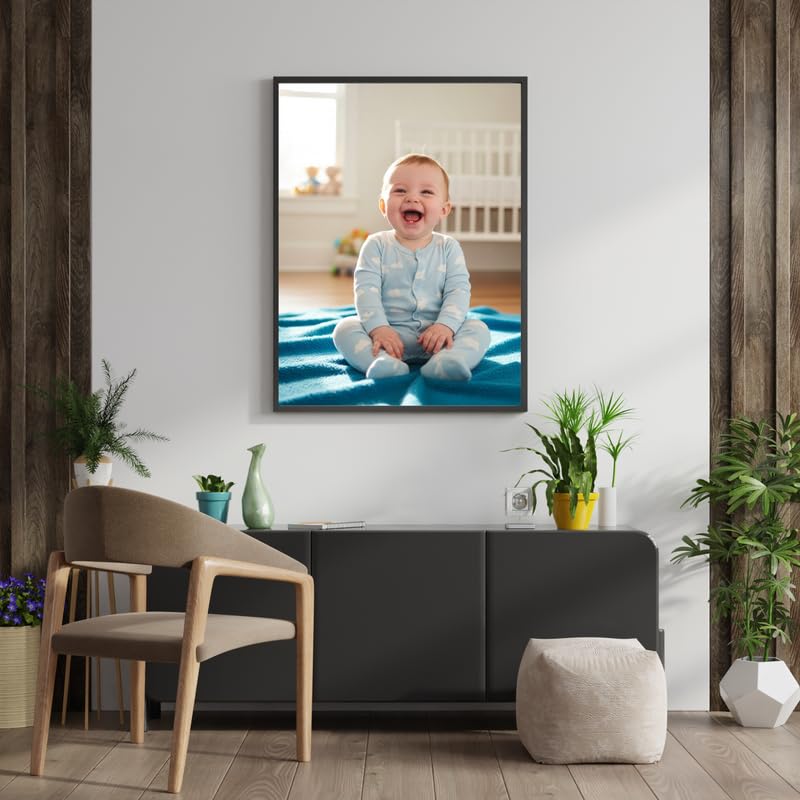 A4 Size Wooden Kids Picture Frame | Elegant Black Wall Mount Frame