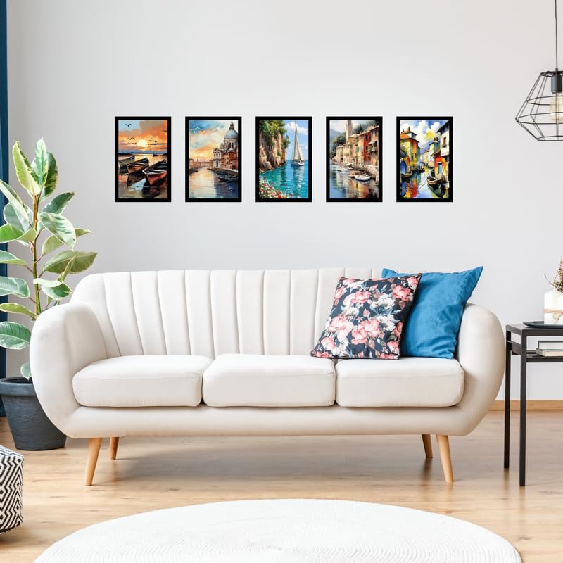 Pixora Elegant Nature Black Photo Frame 8x12 Inch Set of 5 Perfect for Home Wall Dcor, Office, Gallery, Living Room, Bedroom, and Gifting Purpose Durable Frame with Clear Fiberglass Finish
