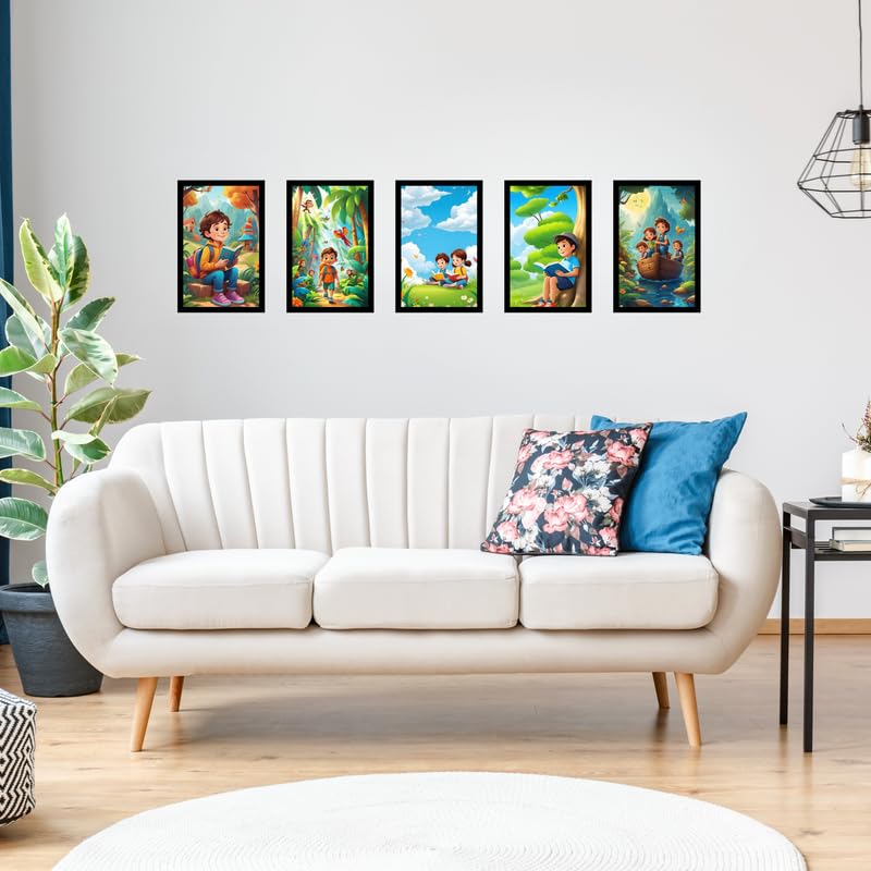Pixora Elegant Black Photo Frame 8x12 Inch Set of 5 Perfect for Home Wall Dcor, Office, Gallery, Living Room, Bedroom, and Gifting Purpose Durable Frame with Clear Fiberglass Finish