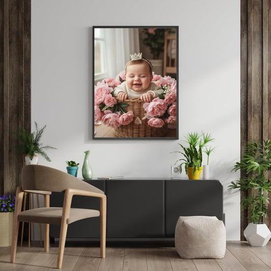 Kids Artwork & Photo Frame | Elegant Black A4 Size Wooden Frame