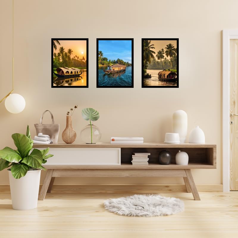 Pixora Elegant Black Wooden Picture Frame Pack of 3 | 8x12 (A4) Photo Frames for Wall Art