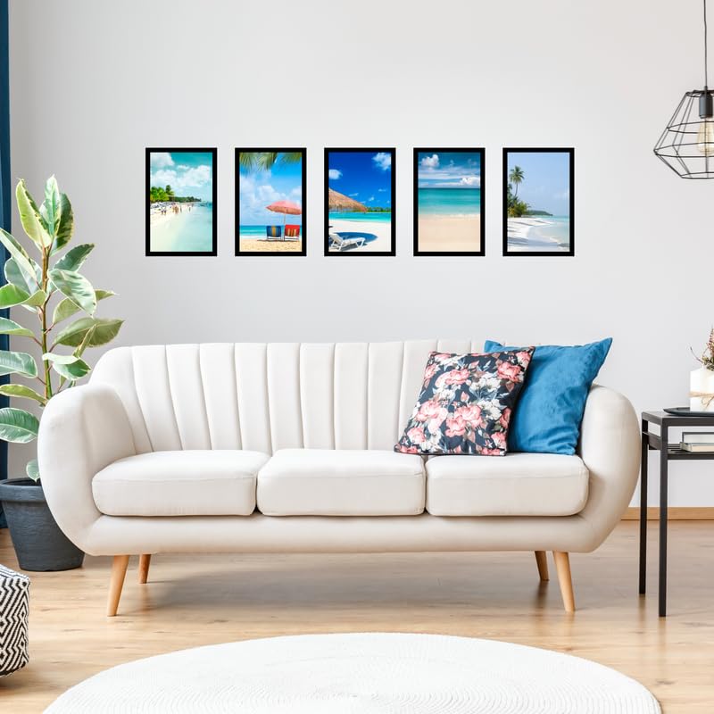 Pixora Elegant SKY Black Photo Frame 8x12 Inch Set of 5 Perfect for Home Wall Dcor, Office, Gallery, Living Room, Bedroom, and Gifting Purpose Durable Frame with Clear Fiberglass Finish