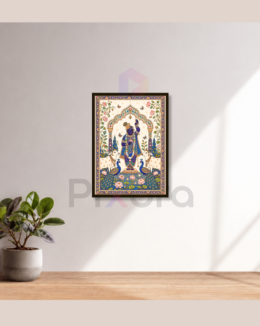 Pixora Shrinathji Pichwai Photo Frame - Nathdwara Art Print for Pooja Room & Home Decor