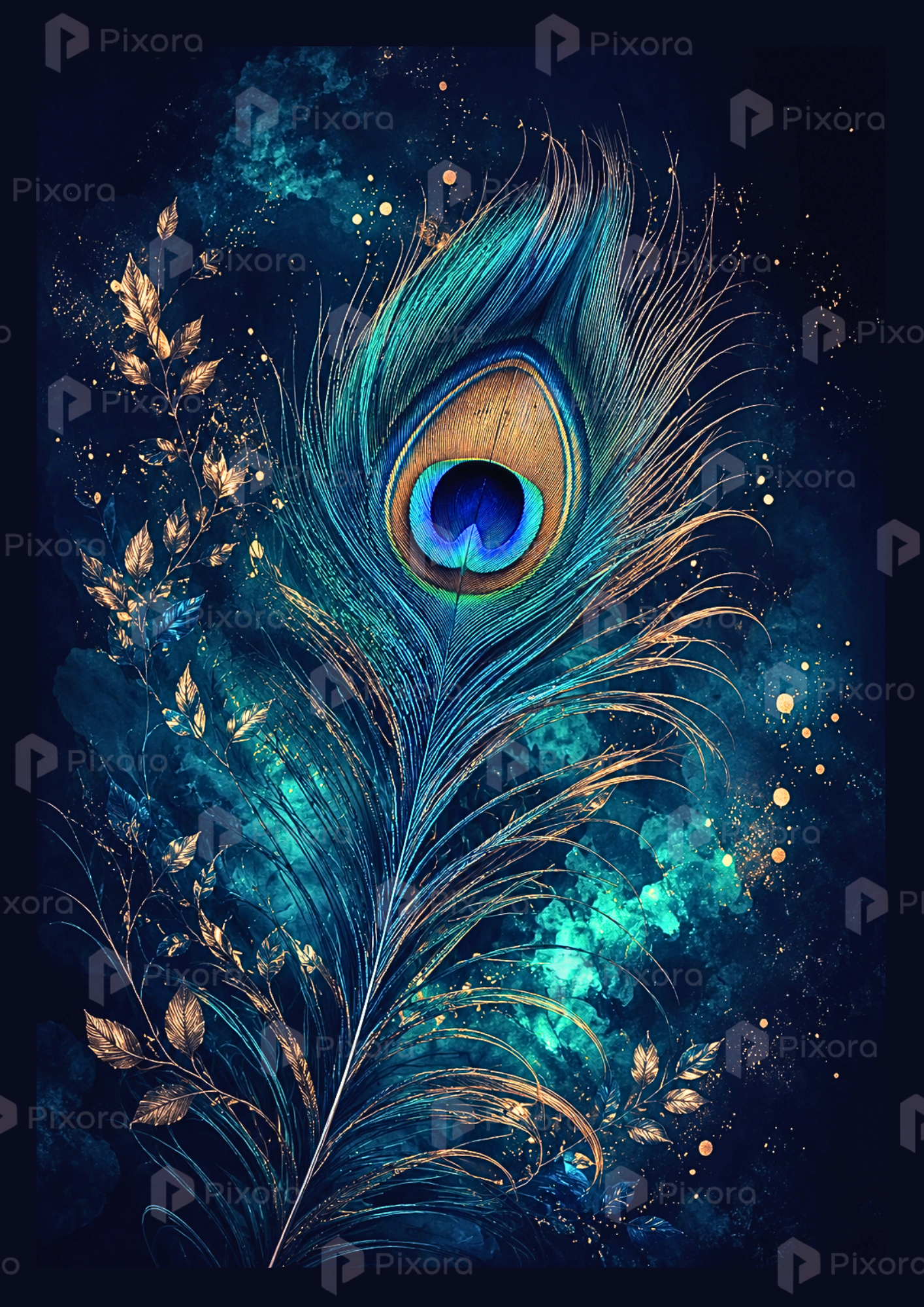 Pixora Cosmic Lord Krishna and Celestial Vrindavan Gallery - Set of 5 A4 Size Black Framed Spiritual Wall Decor