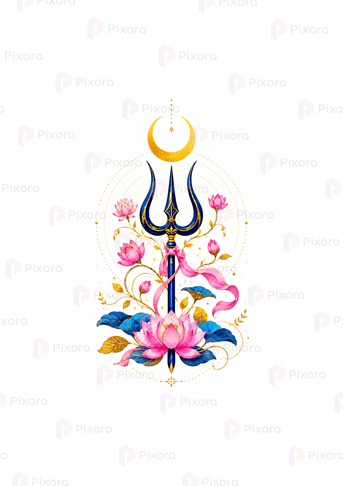 Pixora Spiritual Yoga & Shiva Elements Wall Art - Set of 5 Framed A4 Prints (8x12 Inches Each)