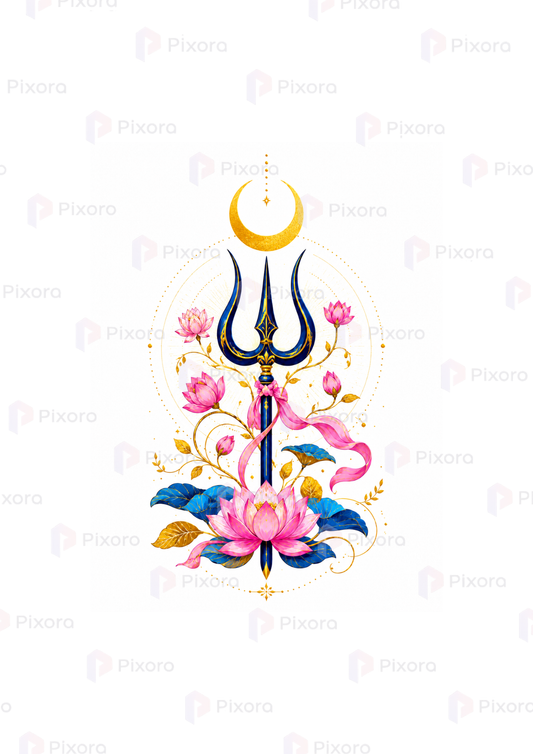 Pixora Spiritual Yoga & Shiva Elements Wall Art - Set of 5 Framed A4 Prints (8x12 Inches Each)
