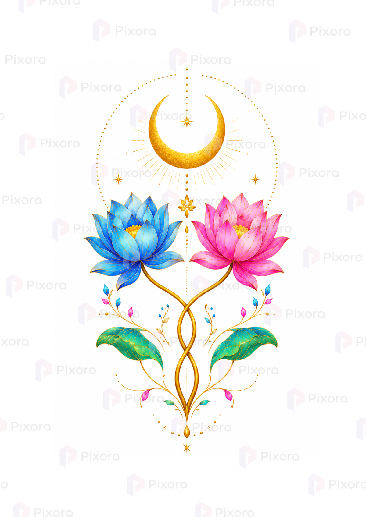 Pixora Spiritual Yoga & Shiva Elements Wall Art - Set of 5 Framed A4 Prints (8x12 Inches Each)