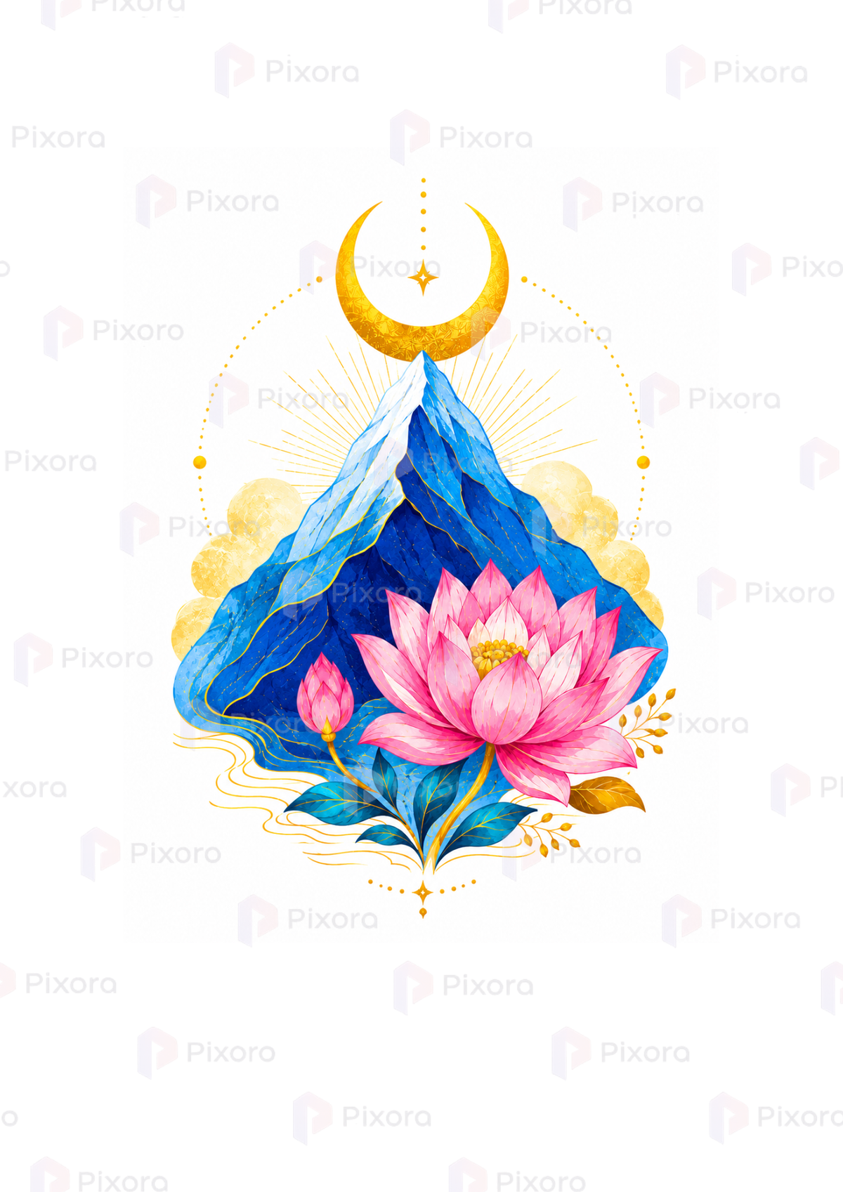 Pixora Spiritual Yoga & Shiva Elements Wall Art - Set of 5 Framed A4 Prints (8x12 Inches Each)
