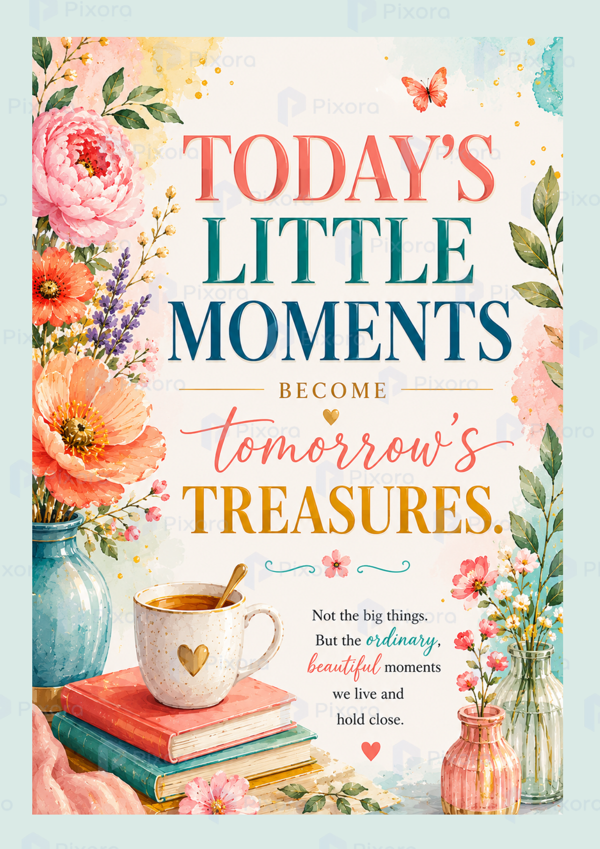 Pixora Cozy Home & Little Moments Wall Art - Set of 2 Framed A4 Prints (8x12 Inches Each)
