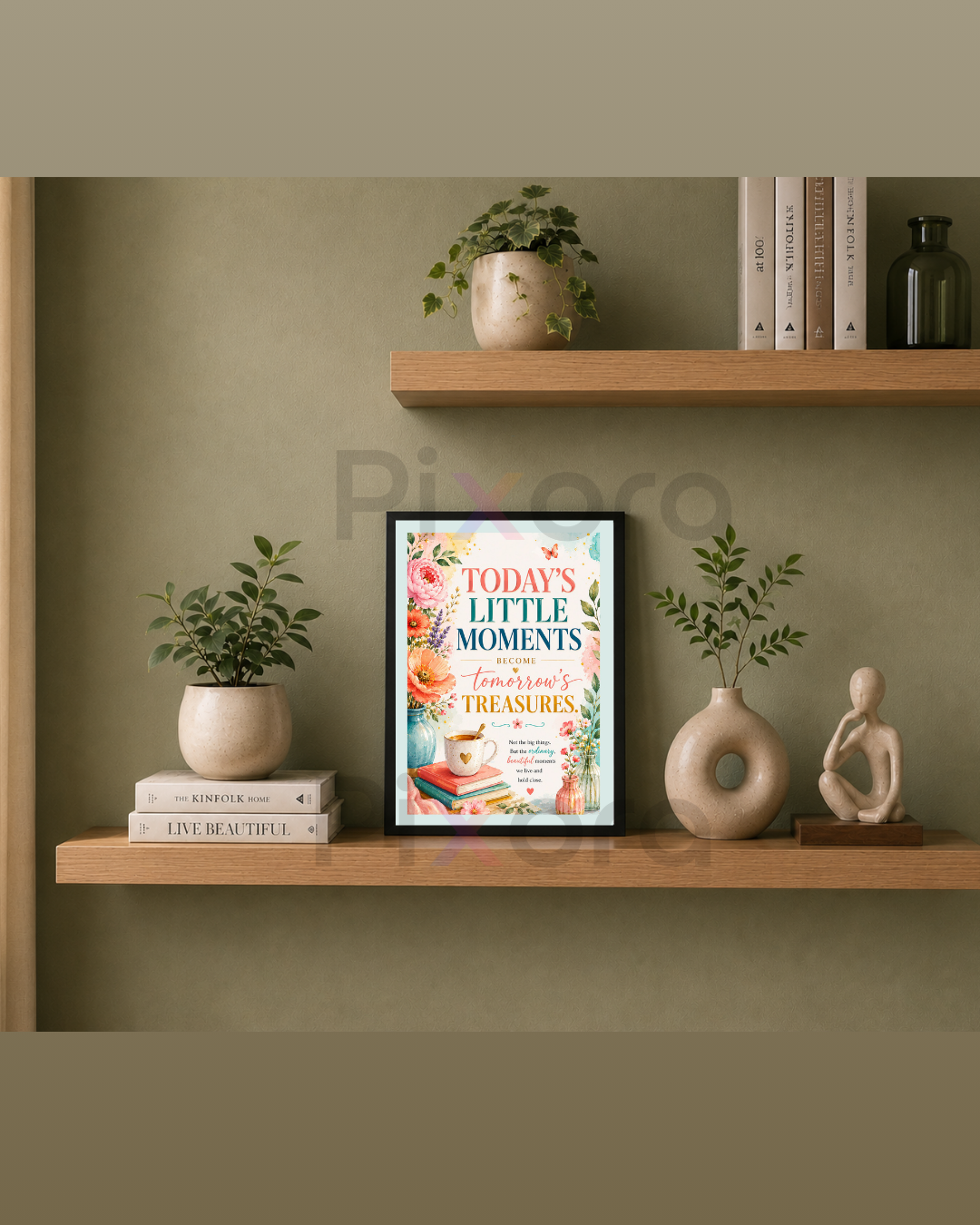 Pixora Cozy Home & Little Moments Wall Art - Set of 2 Framed A4 Prints (8x12 Inches Each)