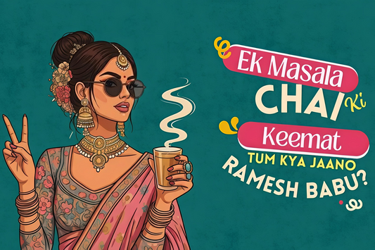 Pixora Funky Masala Chai Pop Art - A4 Size Black Framed Desi Quirky Wall Decor