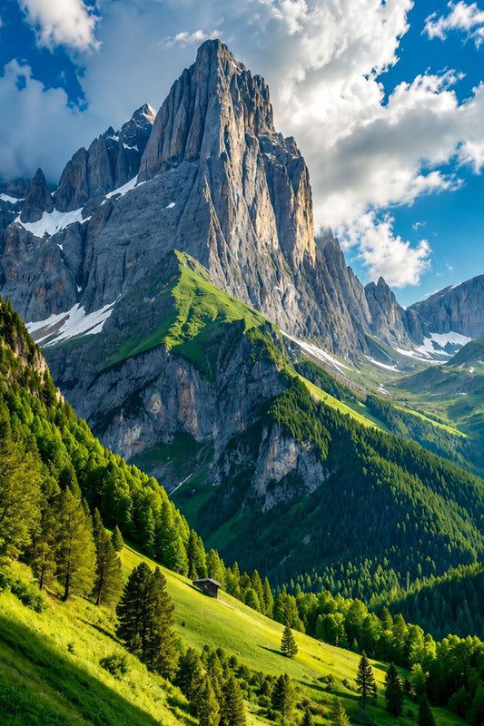 Pixora A4 Size Black Framed Wall Decor Hanging – Majestic Mountain Valley Landscape Wall Art