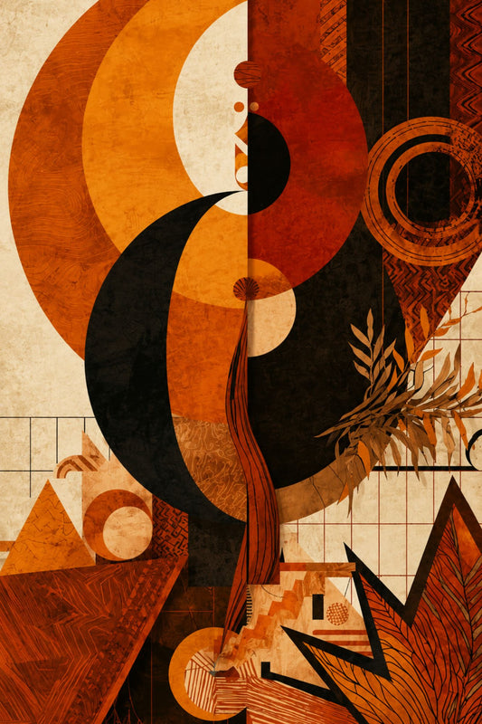 Pixora Avant-Garde Geometric Totem Wall Art - A4 Size Black Framed Abstract Print
