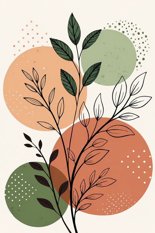 Pixora Modern Boho Botanical Framed Art - A4 Size Black Framed Wall Decor