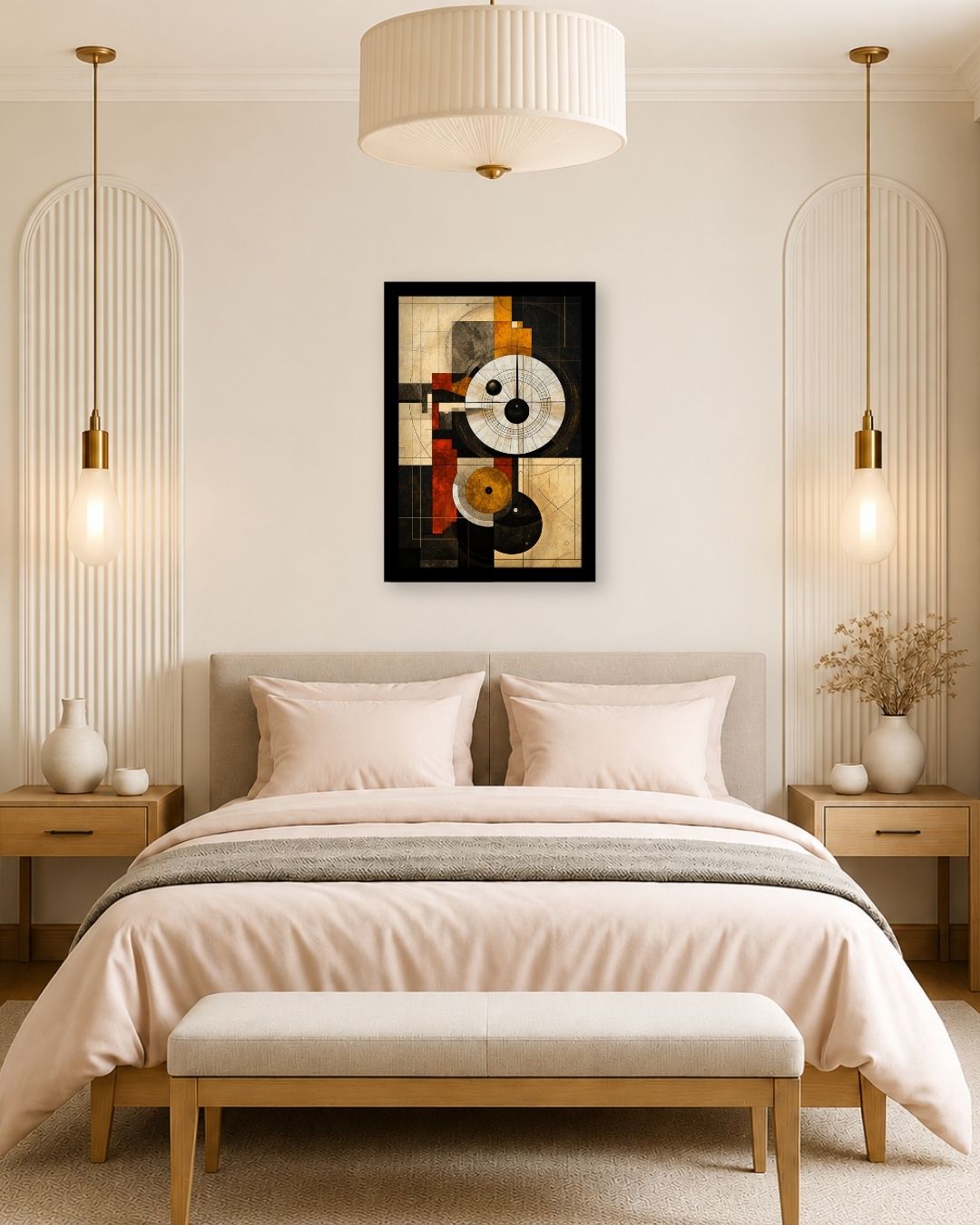 Pixora Constructivist Geometric Astrolabe Wall Art - A4 Size Black Framed Abstract Print