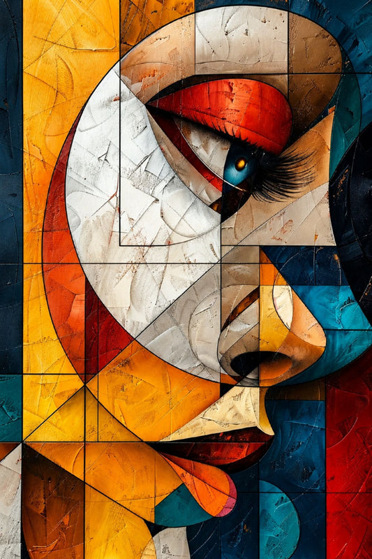Pixora Expressionist Cubist Face Art - A4 Size Black Framed Abstract Portrait Wall Decor