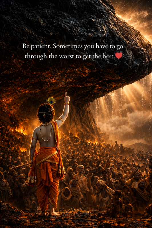 Pixora Govardhan Leela Krishna Quote Art - A4 Size Black Framed Motivational Wall Decor